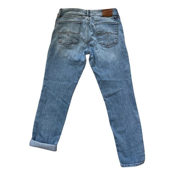 Lucky Brand 4/27 Lolita Crop Jeans | Mid Rise, Light Wash, Distressed Slim Fit - Picture 4 of 10